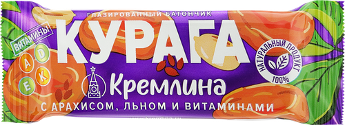 Батончик КРЕМЛИНА Курага с арахисом, льном и витаминами, глазированный, 30г, детальное фото