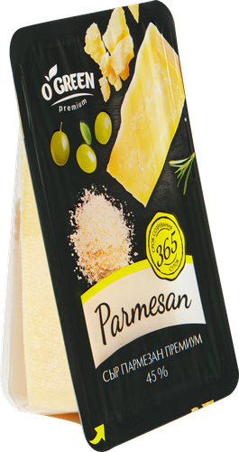 Сыр O`GREEN PREMIUM Пармезан 45%, без змж, 150г, крупный план