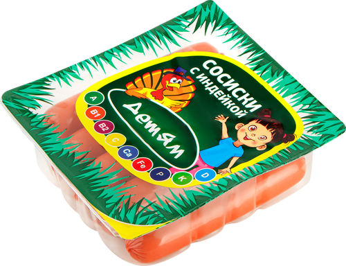 Сосиски ВЕЛИКОЛУКСКИЙ МЯСОКОМБИНАТ Детям с индейкой, 330г, картинка