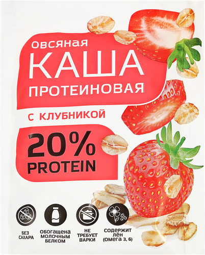 Каша протеиновая овсяная с клубникой, 40г, изображение