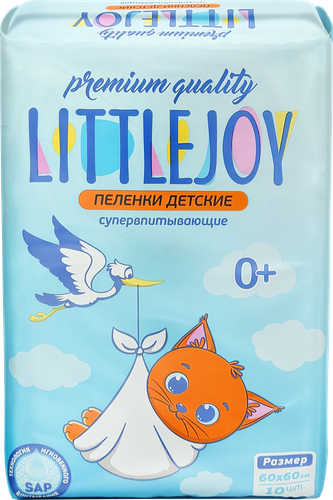 Пеленки одноразовые детские LITTLE JOY впитывающие 60x60, 10шт, фотография