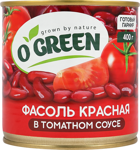 Фасоль красная в томатном соусе O`Green ж/б 400г. PL, фотография
