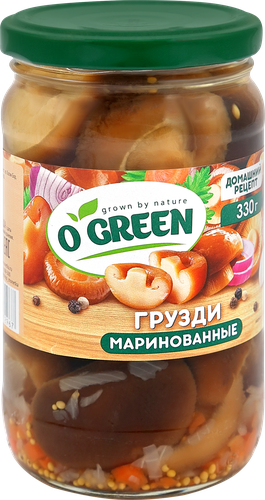 Грибы маринованные O`GREEN, 330г, изображение