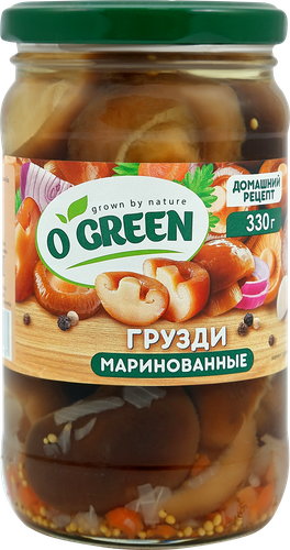Грибы маринованные O`GREEN, 330г, картинка
