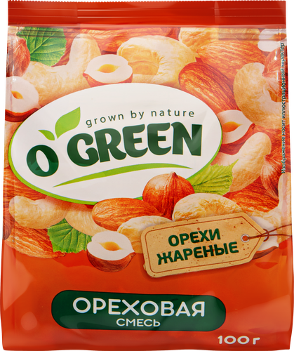 Смесь ореховая O`GREEN жареная, 100г, крупный план
