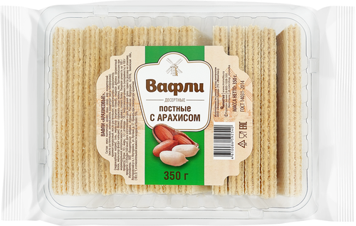 Вафли ПРАВИЛЬНОЕ РЕШЕНИЕ Десертные, постные с арахисом, 350г, фото