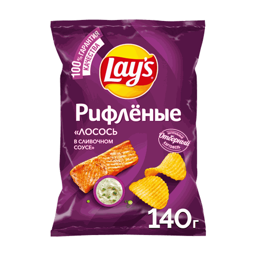 Чипсы картофельные LAY'S Рифленые Сливочный лосось, 140г, картинка