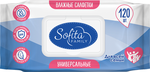 Салфетки влажные SOFITA универсальные, 120шт, изображение