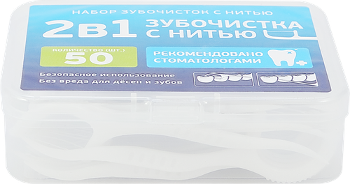 Зубочистки с нитью, 50шт, вид
