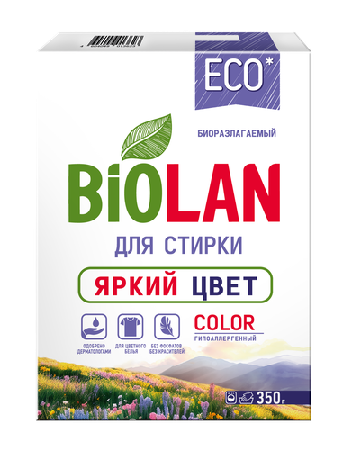 Средство для стирки цветного белья БИОЛАН Color синтетическое автомат, 350г, изображение