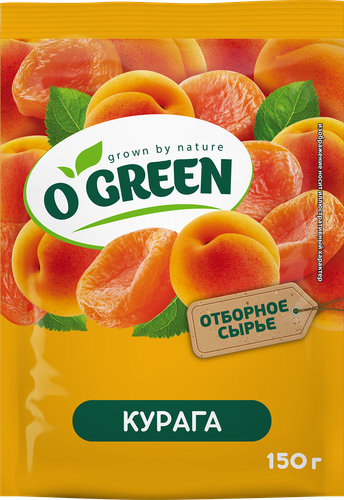 Курага отборная ОGREEN п/п 150гр., крупный план