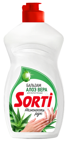 Бальзам жидкий для мытья посуды SORTI с алоэ вера, 450г, крупный план