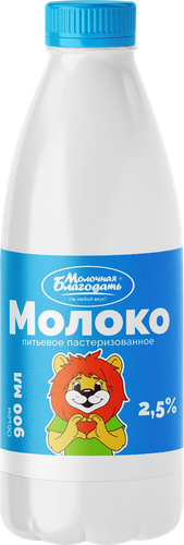 Молоко пастеризованное МОЛОЧНАЯ БЛАГОДАТЬ 2,5%, без змж, 900мл, детальное фото