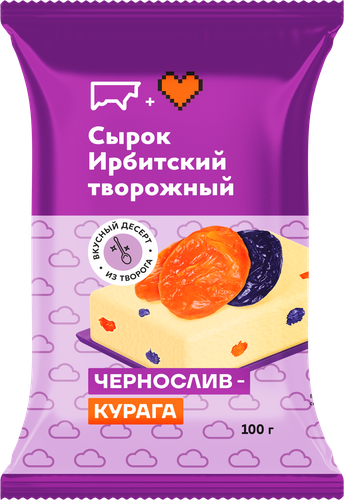 Сырок творожный ИРБИТСКИЙ с наполнителем Чернослив, курага 7%, без змж, 100г, фотография
