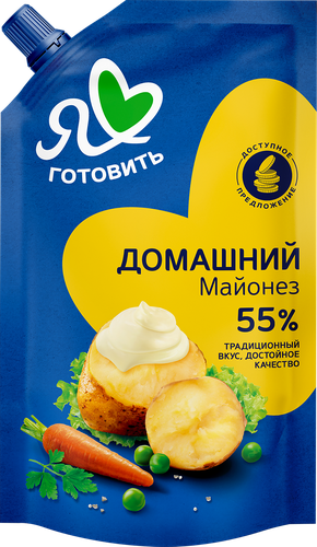 Майонез Я ЛЮБЛЮ ГОТОВИТЬ Домашний 55%, 600мл, крупный план