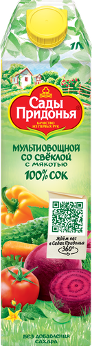 Сок САДЫ ПРИДОНЬЯ Мультиовощной восстановленный с солью, 1л, фотография