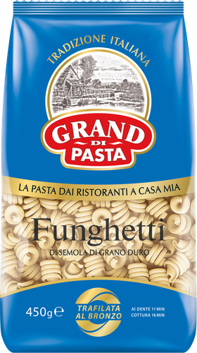 Макароны GRAND DI PASTA Funghetti группа А, 450г, крупный план