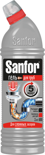 Средство для удаления сильных засоров в трубах SANFOR 5 минут, 1кг, фотография