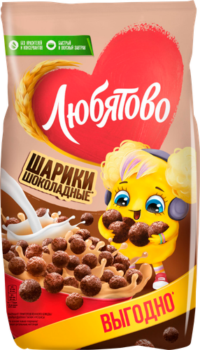 Готовый завтрак ЛЮБЯТОВО Шарики шоколадные, 500г, вид