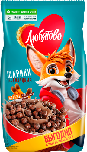 Готовый завтрак ЛЮБЯТОВО Шарики шоколадные, 500г, картинка