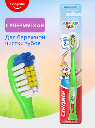 Зубная щетка детская COLGATE Доктор Заяц ультрамягкая, с 2 лет, картинка