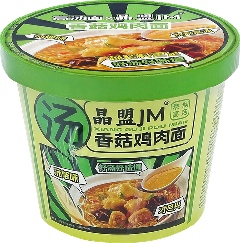 Лапша быстрого приготовления JM со вкусом курицы и грибов стакан, 100г, детальное фото