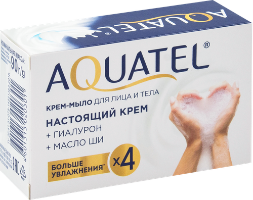 Крем-мыло туалетное AQUATEL твердое классическое, 90г, крупный план