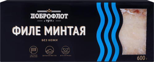 Минтай замороженный ДОБРОФЛОТ филе без кожи, 600г, фото