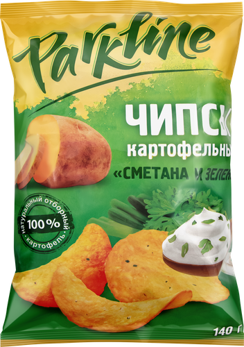 Чипсы картофельные ПАРКЛАЙН Сметана и зелень, 140г, фотография