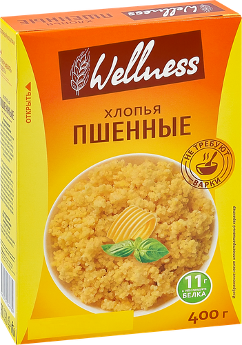 Хлопья пшенные WELLNESS, 400г, картинка