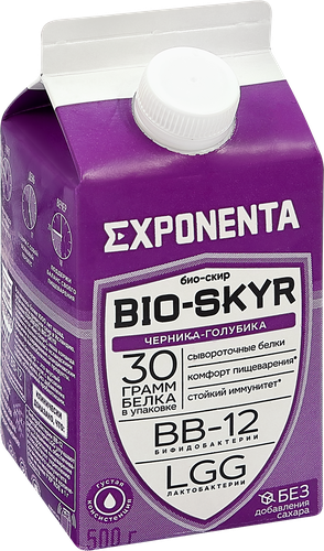 Напиток кисломолочный EXPONENTA Bio-Skyr Черника, голубика, 500г, изображение