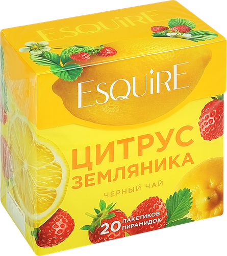 Чай черный ЕSQUIRE Цитрус и земляника, 20пир, крупный план