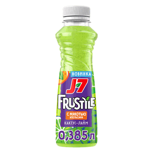 Напиток сокосодержащий J7 Frustyle из апельсинов, кактуса и лайма с мякотью, 0.385л, фотография