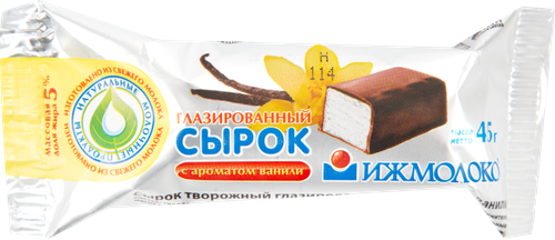 Сырок глазированный ТОПТЫЖКА Ванилин 5%, без змж, 45г, крупный план