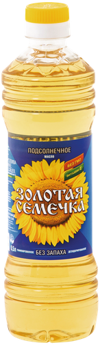 Масло подсолнечное ЗОЛОТАЯ СЕМЕЧКА рафинированное дезодорированное, первый сорт, 500мл, изображение