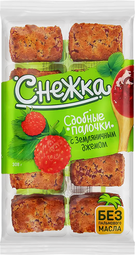 Палочки сдобные СНЕЖКА с земляничным джемом, 308г, вид