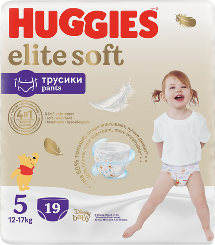 Подгузники-трусики ХАГГИС Элит софт 5, 12-17кг, 19шт, картинка