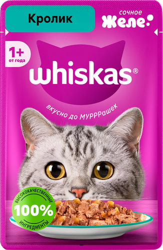 Корм консервированный для взрослых кошек WHISKAS кролик, 75г, фотография