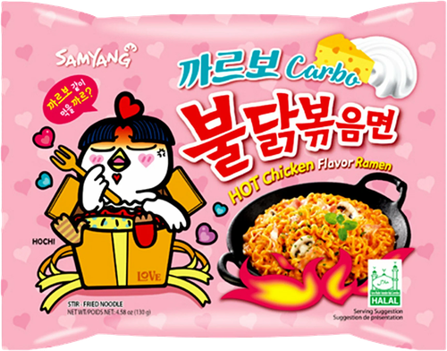 Лапша быстрого приготовления SAMYANG BULDAK со вкусом курицы и соусом карбонара, острая, 130г, детальное фото