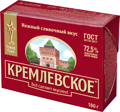 Спред растительно-жировой ТМ КРЕМЛЕВСКОЕ, с змж, 180г, картинка
