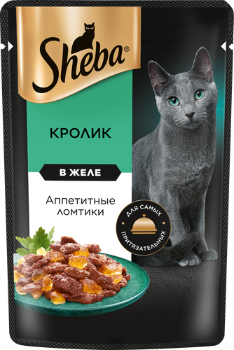 Корм консервированный для взрослых кошек SHEBA ломтики в желе с кроликом, 75г, изображение