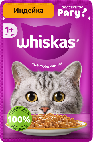 Корм консервированный для кошек WHISKAS Индейка, рагу, 75г, детальное фото