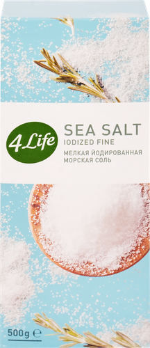 Соль морская 4 LIFE мелкая йодированная высший сорт помол №0, 500г, фото