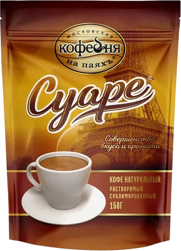 Кофе растворимый МОСКОВСКАЯ КОФЕЙНЯ НА ПАЯХЪ Суаре, 150г, крупный план