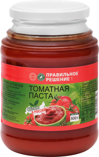 Паста томатная ПРАВИЛЬНОЕ РЕШЕНИЕ, 500г, фото