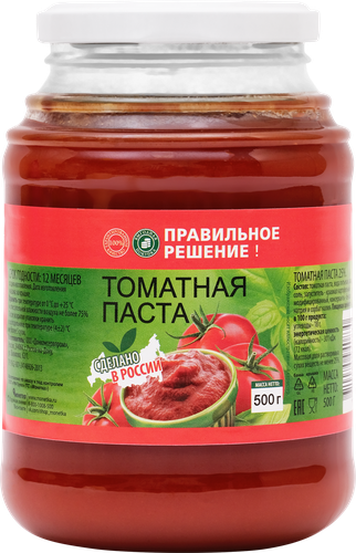 Паста томатная ПРАВИЛЬНОЕ РЕШЕНИЕ, 500г, крупный план