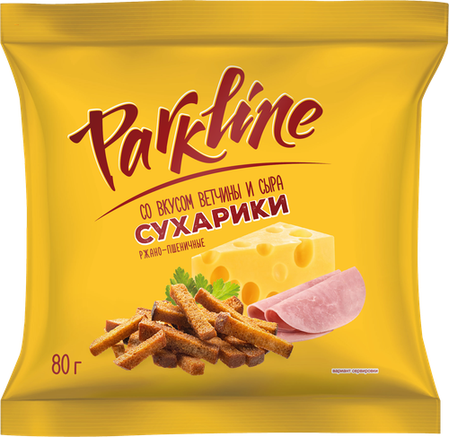 Сухарики ржаные ПАРКЛАЙН со вкусом ветчины и сыра, 80г, фотография