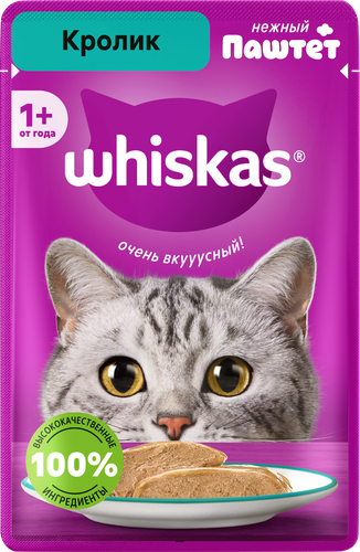 Корм консервированный для кошек WHISKAS Кролик, паштет, 75г, изображение