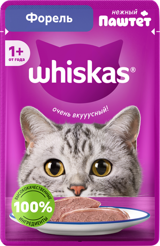 Корм консервированный для кошек WHISKAS Форель, паштет, 75г, фотография