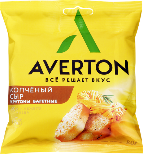 Сухарики багетные ЭВЕРТОН со вкусом копченого сыра, 80г, картинка